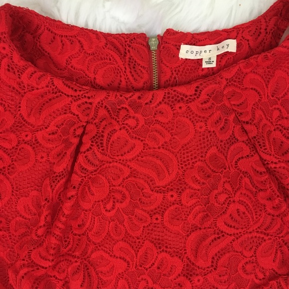 NWT Copper Key Red Lace Fit Flare Skater Dress S - Picture 3 of 6